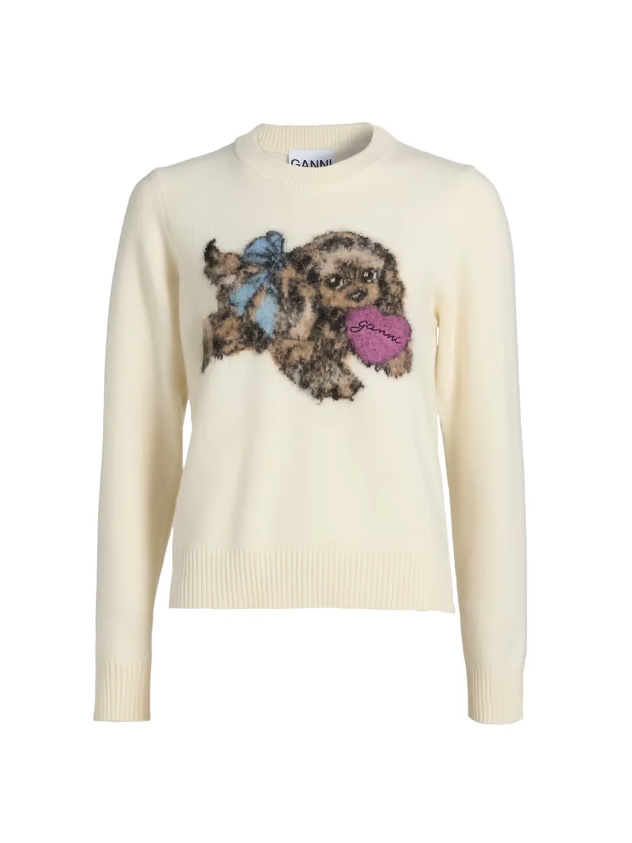 Puppy Love Crewneck Sweater by GANNI