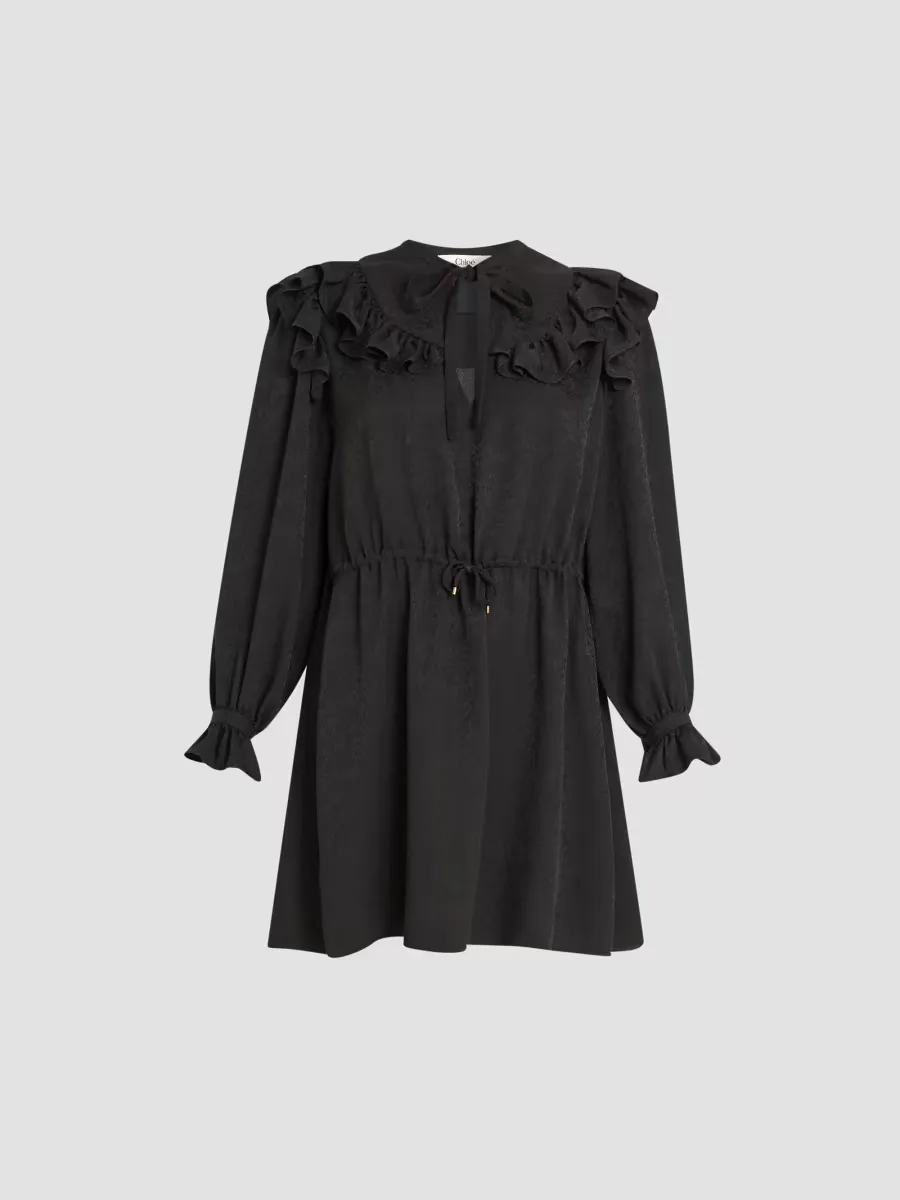 Ruffled Tieneck Silk Mini Dress by Chloé