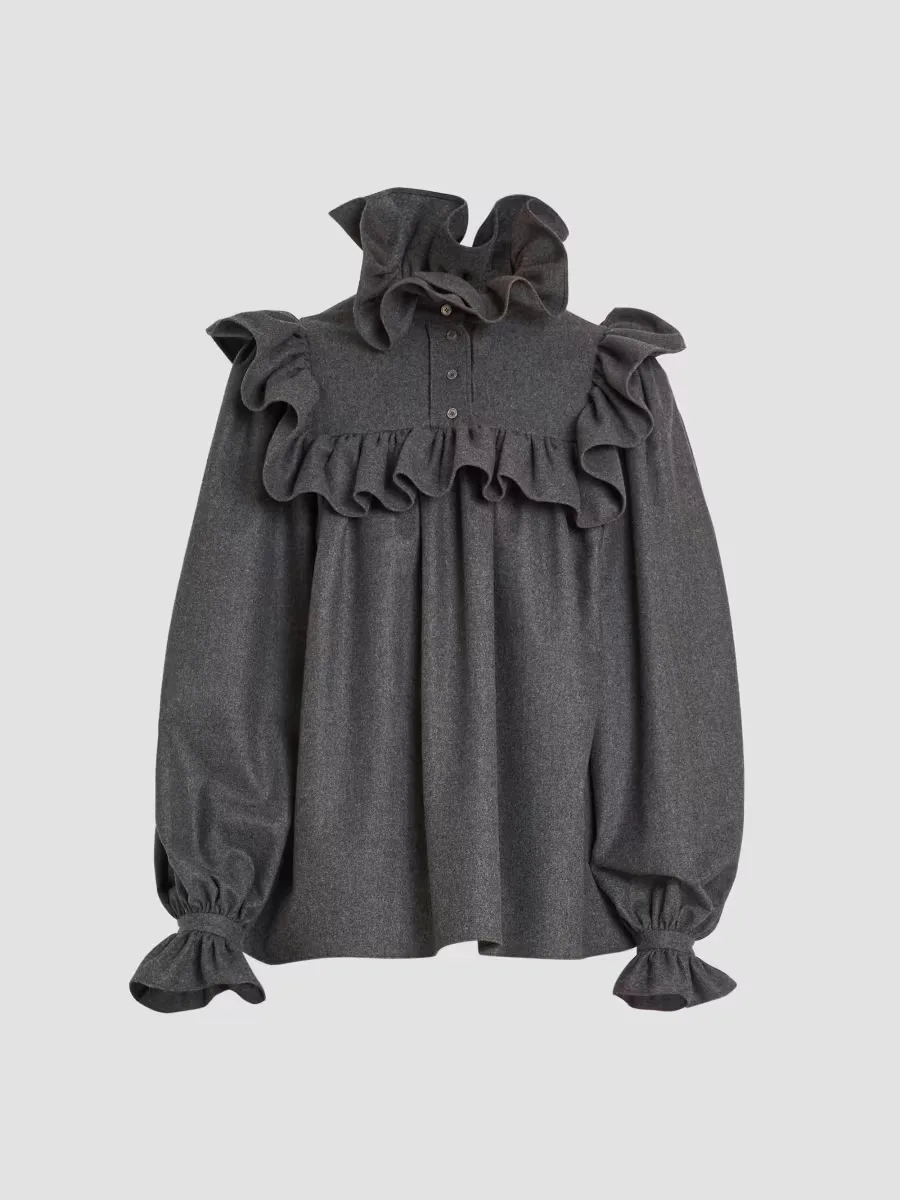 Ruffled Virgin Wool-Cashmere Top by Chloé