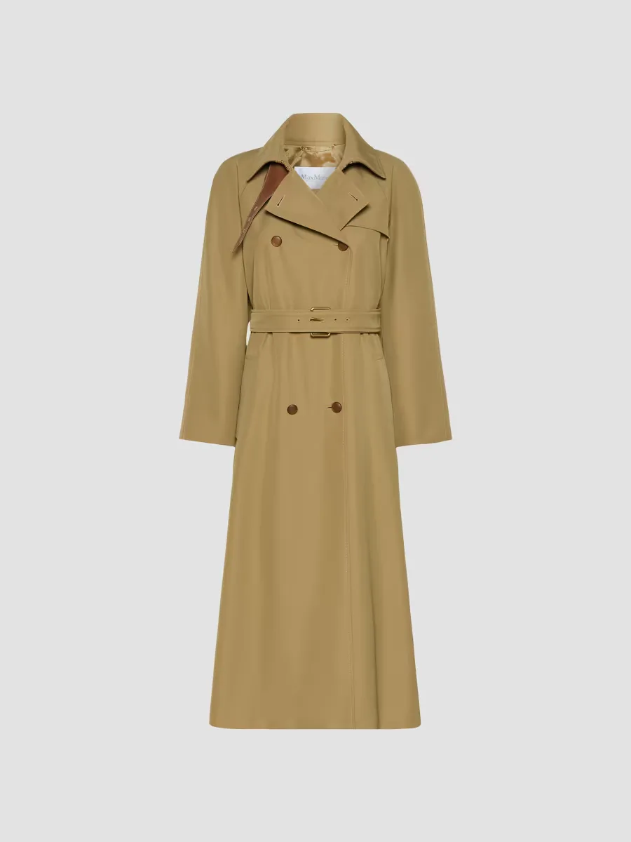 Water Repellent Wool Blend Gabardine Trench Coat