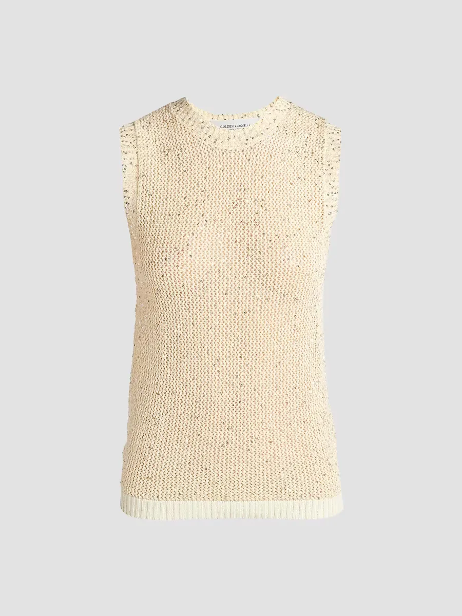 Journey Sequined Knit Tank Top by Golden Goose