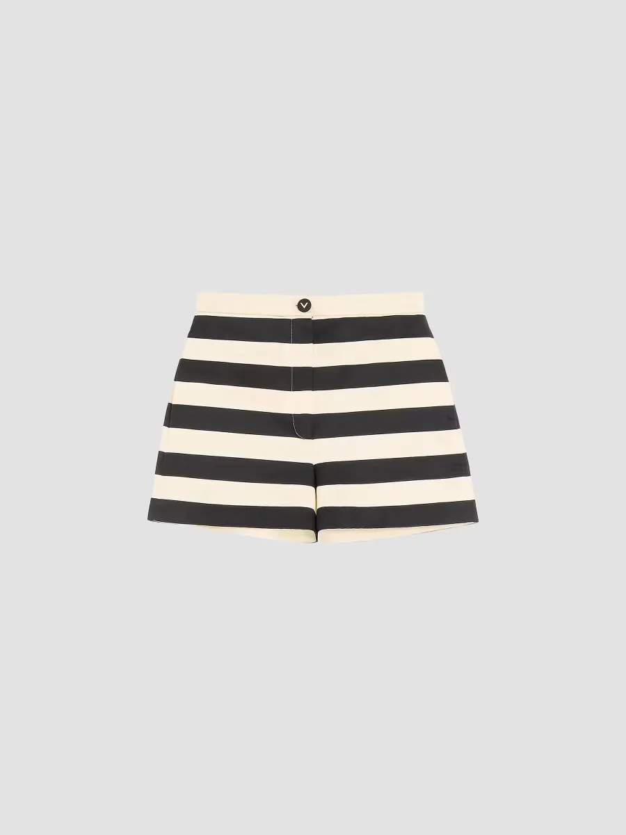 Cotton Satin Shorts with Maxi Barr Stripe by Valentino