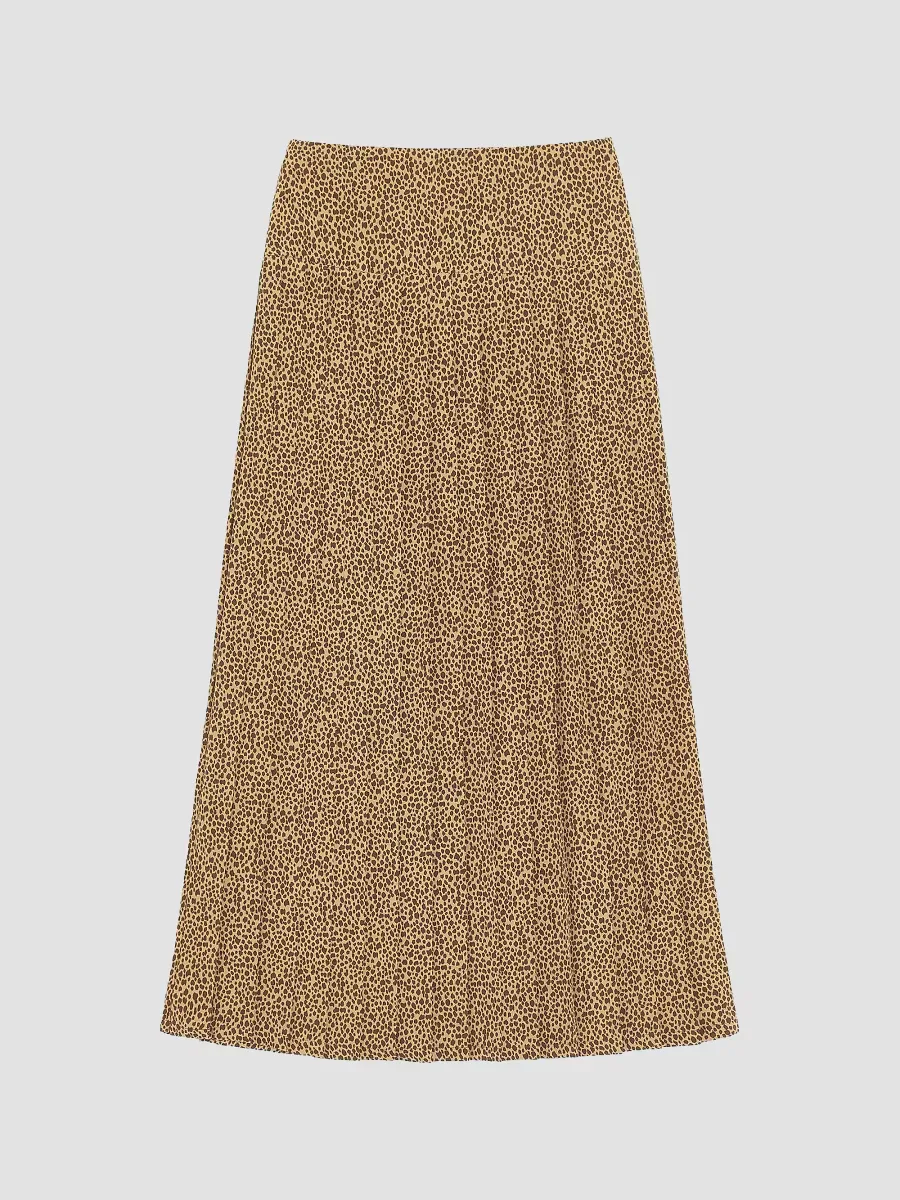 Crepe De Chine Skirt with Fauve Eclat Micromacula Print