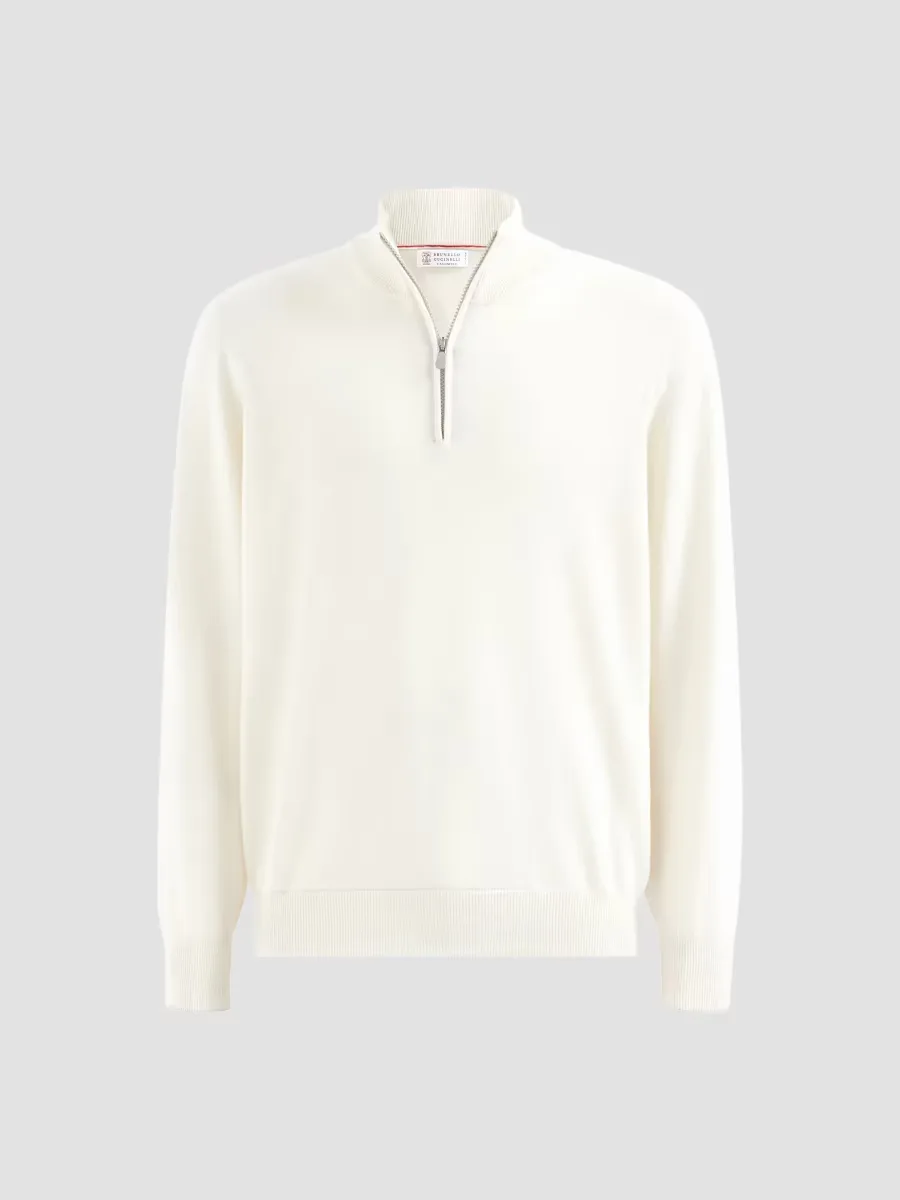 Cashmere Sweater with Half Zip by Brunello Cucinelli