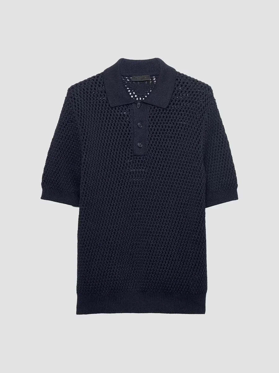 Linen and Cotton Polo Shirt by Prada