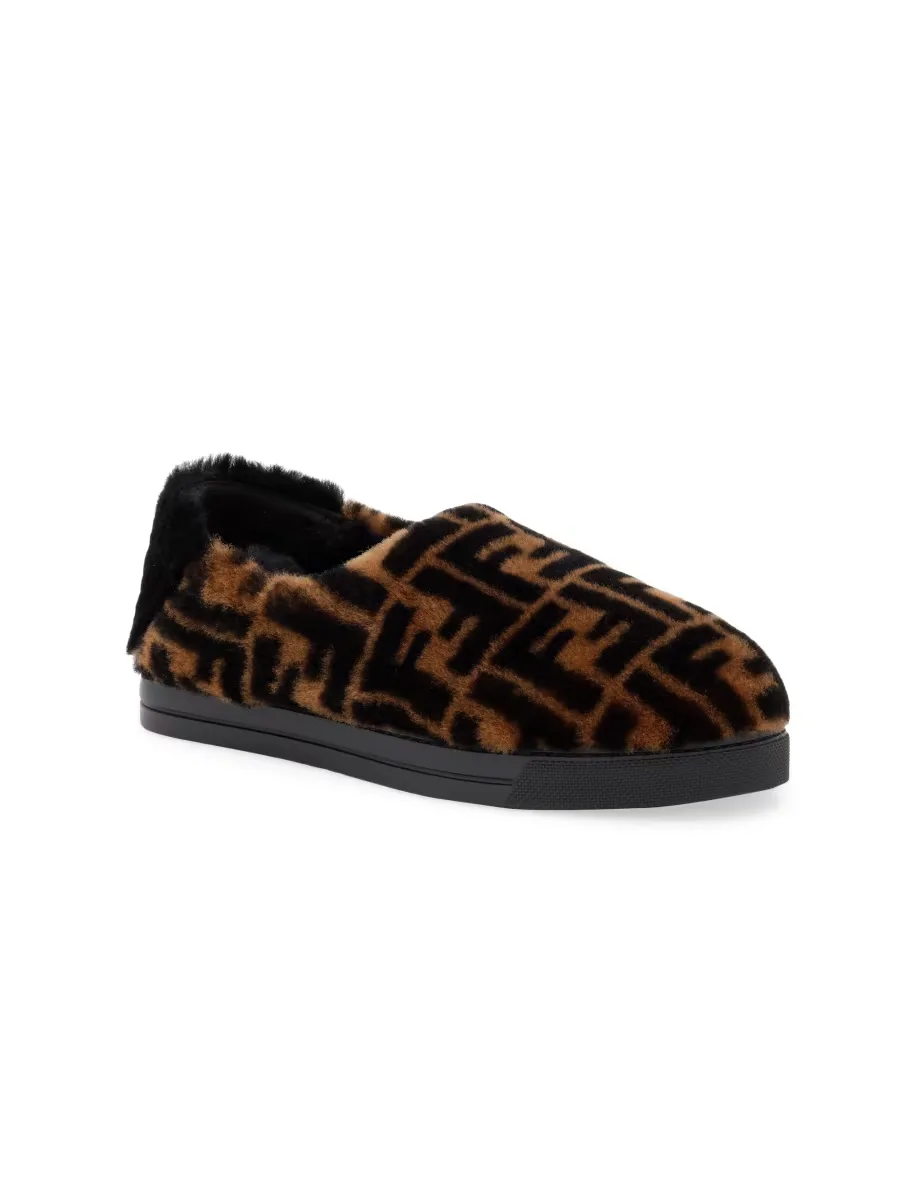 Shearling Logo Slippers by FENDI