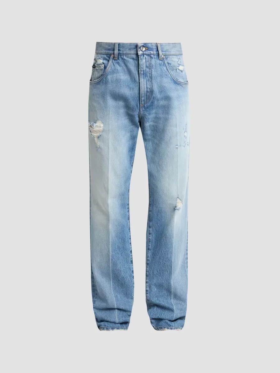 Orta Distressed Straight-Leg Jeans by Dolce & Gabbana