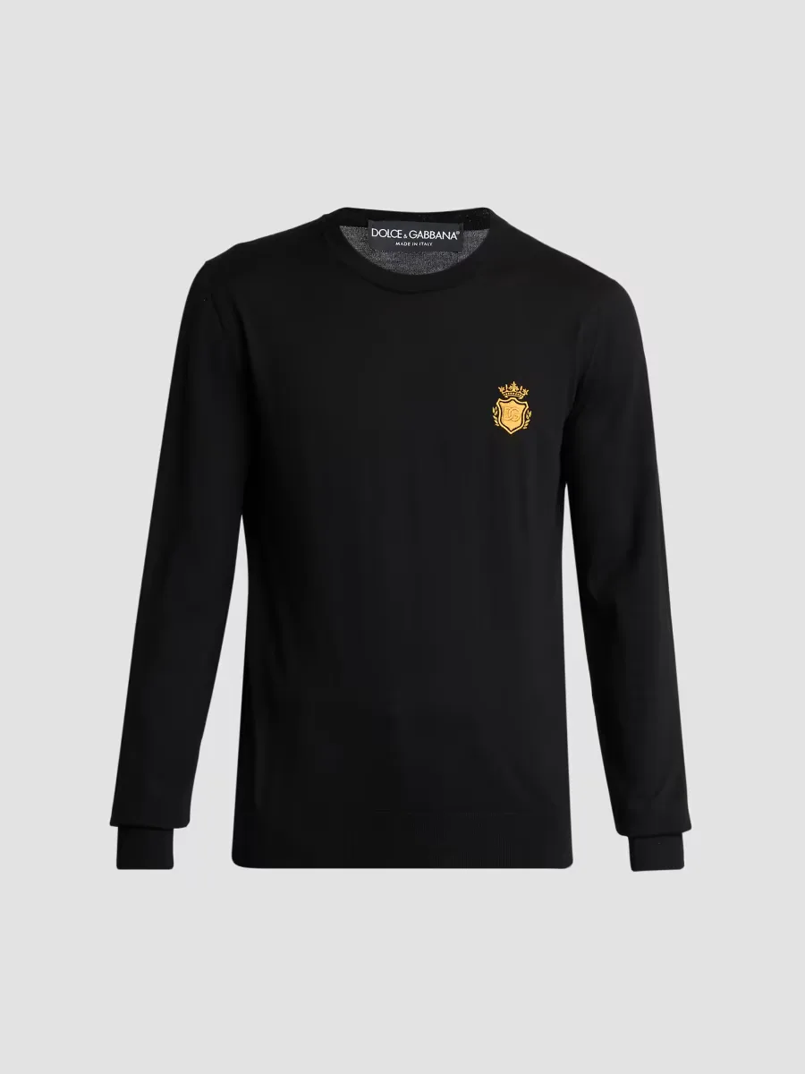 Round Neck Virgin Wool Sweater by Dolce & Gabbana
