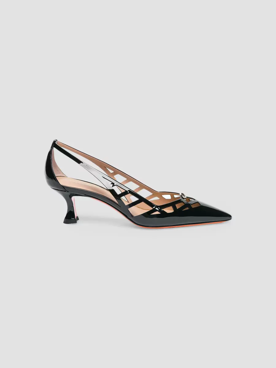55MM Cut-Out Patent Leather Pumps by Santoni