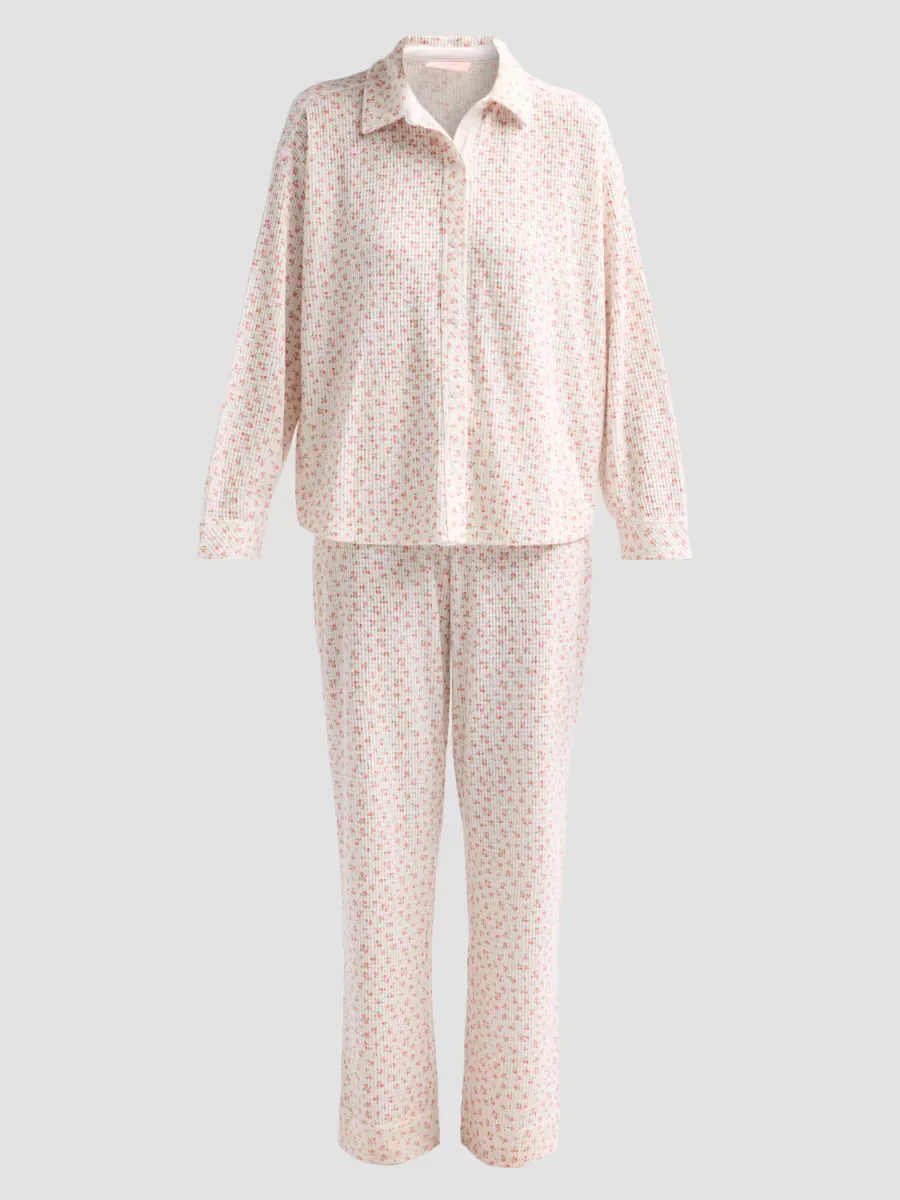 Floral Waffle-Knit Pajamas by Papinelle