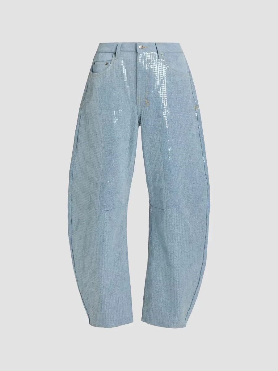 Future Memory Sequin Spirit Barrel Jeans - Denim by Ksubi