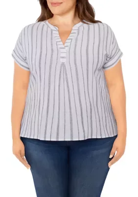 Woven Metallic Stripe Top by Ruby Rd