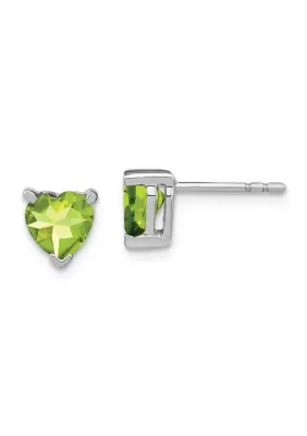1.50 ct. t.w. Peridot Heart Earrings in 14K White Gold by Belk & Co