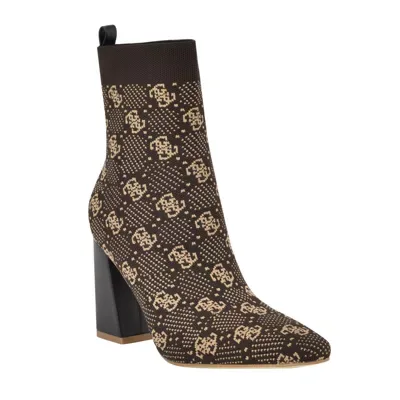 Yonel Block Heel Stretch Knit Logo Dress Booties by GUESS