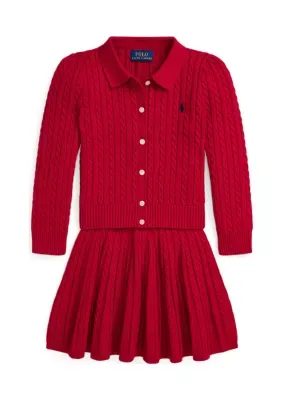 Cotton Polo Cardigan and Skirt Set by Ralph Lauren