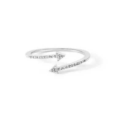 925 Sterling Silver 1/5 Cttw Diamond Double Arrowhead Open Ring by Haus of Brilliance