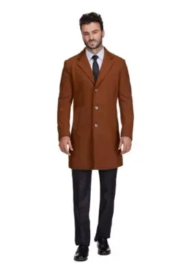 Tailored Wool Blend Notch Collar Wool Blend Walker Car Coat Jacket by Braveman