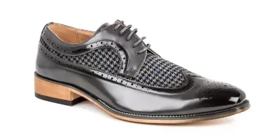 Double Monk Strap Houndstooth Medallion Cap Toe Dress Shoes by Gino Vitale