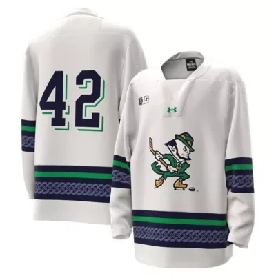 NCAA Under Armour #42 Notre Dame Fighting Irish Alternate Leprechaun Replica Hockey Jersey by Under Armour