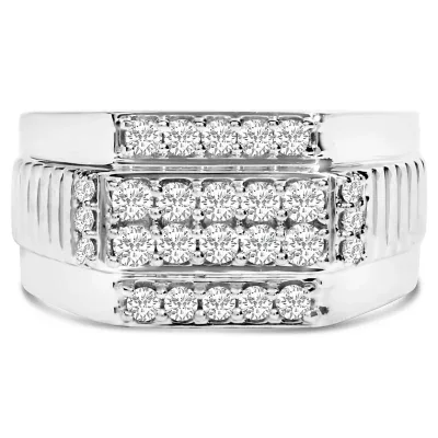 Silver 1.00 Cttw Diamond Multi Row Band Ring by Haus of Brilliance