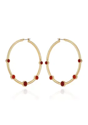 Carnelian Beaded Hoop Earrings by GUESS