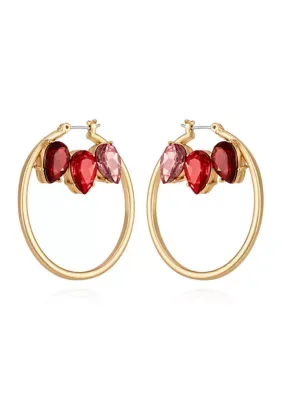 Floral Stone Hoop Earrings by GUESS