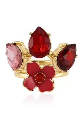 Floral Crystal Statement Ring Set by GUESS