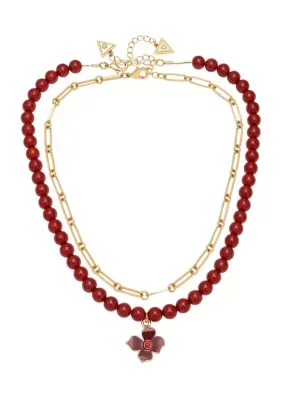 Carnelian Floral Necklace Set by GUESS