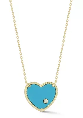 Sterling Silver Gemstone and CZ Heart Pendant Necklace by Sphera Milano