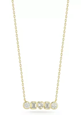 Sterling Silver CZ Multishape Bar Necklace by Sphera Milano
