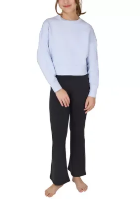 Rhinestone Softlite Long Sleeve Shirt and Pants Set with Scrunchie by Yogalicious