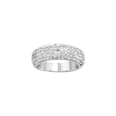 Plated Clear Crystal Pave Multi Row Band Ring by Belk Silverworks