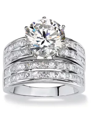 5.84 TCW Cubic Zirconia 2-Piece Platinum-Plated Bridal Ring Set by Seta Jewelry