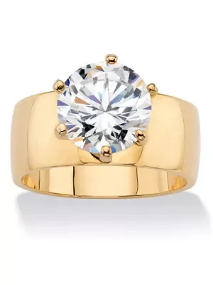 4.0 TCW Round 14k Gold-Plated CZ Solitaire Ring by Seta Jewelry