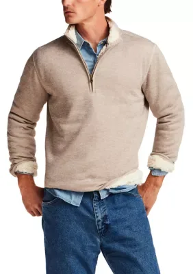 Sherpa Lined Sweater Fleece Quarter Zip Pullover by Weatherproof Vintage