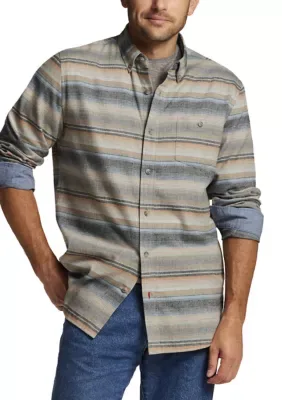 Horizontal Striped Brushed Flannel Shirt by Weatherproof Vintage
