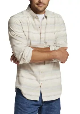 Horizontal Striped Brushed Flannel Shirt