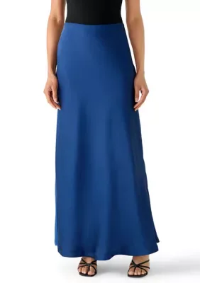 Double Faced Satin Bias Flared Maxi Skirt by Calvin Klein