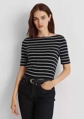 Striped Cotton Boat Neck T-Shirt by Ralph Lauren