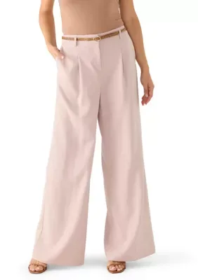 Pleated Wide Leg Belted Pants by BCBG