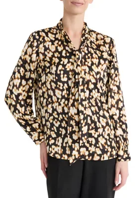 Long Sleeve Wide Tie Neck Blouse by Kasper
