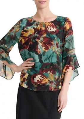 3/4 Ruffle Sleeve Blouse by Kasper