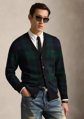 Plaid Washable Wool Cardigan by Polo Ralph Lauren