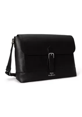 Pebbled Leather Messenger Bag by Polo Ralph Lauren