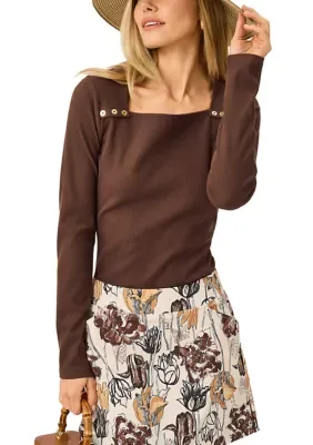 Beaty Long Sleeve Square Neck Knit Top by Lilly Pulitzer