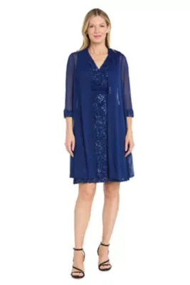 Sequin Lace Jacket Dress by R&M Richards