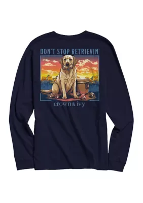 Retrievin Dog Graphic Long Sleeve T-Shirt by Crown & Ivy