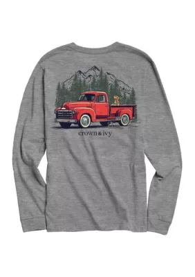 Old Logo Graphic Heather Long Sleeve Shirt by Crown & Ivy