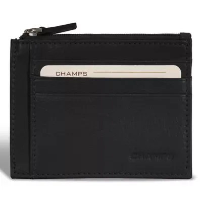 Onyx Leather Zip Card Case