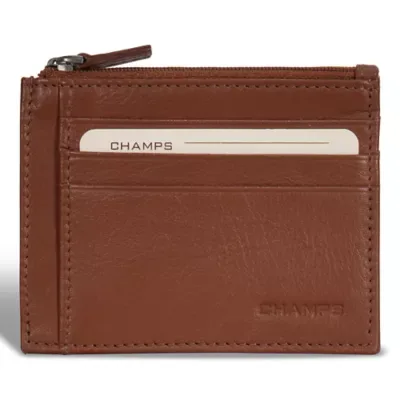 Onyx Leather Zip Card Case